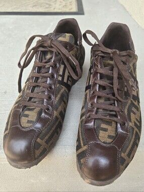 Vintage Fendi Zucca Brown Patterned Sneakers